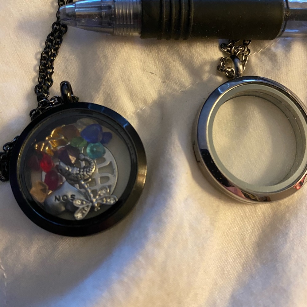 Floating locket necklaces